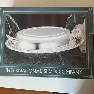 New Vintage 3-Piece Silverplated Vegetable Serving Dish with Pyrex Glass Liner